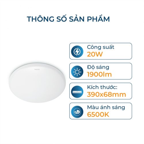 Bộ đèn ốp trần Philips LED tròn CL200 - Công suất (10W,17W,20W) ánh sáng vàng, ánh sáng trắng