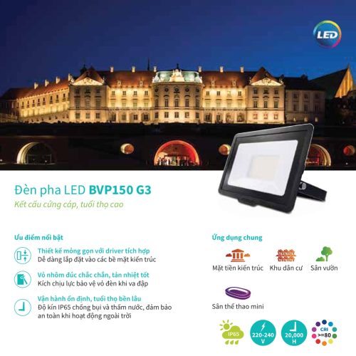 Đèn pha Philips LED BVP150 G3 - Công Suất 10W, 20W, 50W, 70W