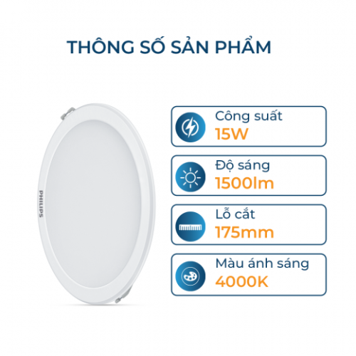 Bộ đèn âm trần Philips LED DN027B G3 - 6W, 9W, 12W, 15W, 19W (3000K/ 4000K/ 6500K)Bộ đèn âm trần Philips LED DL262 công suất (6W, 9W, 12W)